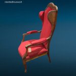 40465_11 poltrona in noce d’epoca Ottocentesca con tessuto rosso restaurata