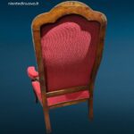 40465_13 poltrona in noce d’epoca Ottocentesca con tessuto rosso restaurata