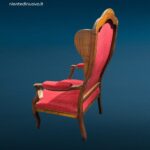 40465_8 poltrona in noce d’epoca Ottocentesca con tessuto rosso restaurata