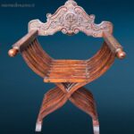 sedia Savonarola in legno massello stile Rinascimento Revival XIX secolo