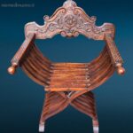 sedia Savonarola in legno massello stile Rinascimento Revival XIX secolo