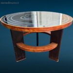 Tavolino vintage con specchio decorato anni ’60 con piccolo difetto