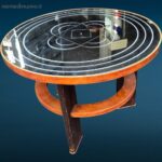 Tavolino vintage con specchio decorato anni ’60 con piccolo difetto