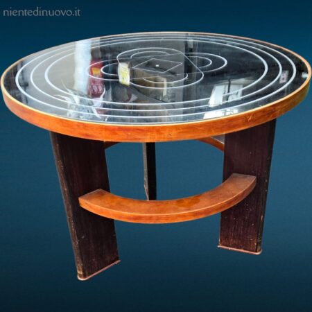 Tavolino vintage con specchio decorato anni ’60 con piccolo difetto