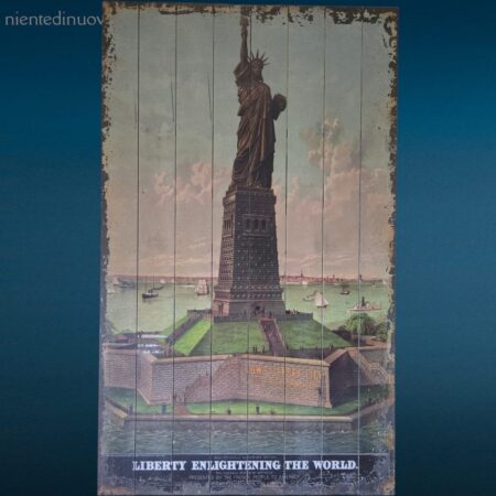 pannello in legno grande con Statua della Libertà stile vintage