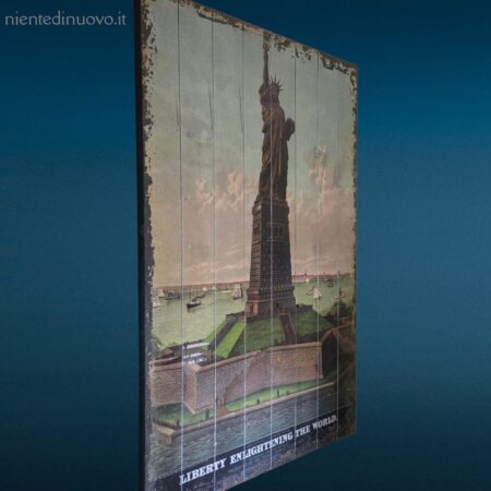 pannello in legno grande con Statua della Libertà stile vintage