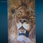 tela dipinta con leone africano firmata da artisti emergenti