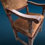 coppia seggioloni d’epoca scolpiti in noce con velluto e braccioli