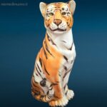 Tigre in ceramica di Bassano dipinta a mano in ottime condizioni