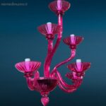 applique 6 luci in vetro fucsia con struttura decorativa