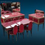 sala vintage completa Umberto Mascagni anni ’50 con tavolo, sedie e credenze originali