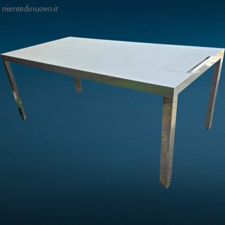 Tavolo Unifor Naos System in vetro satinato con struttura in alluminio anodizzato