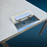 Tavolo Unifor Naos System in vetro satinato con struttura in alluminio anodizzato
