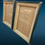 41418_2.jpg Coppia di cornici portaritratti anni '50 in verde con passepartout madreperlato