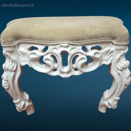 sgabello imbottito elegante, arredo shabby chic, sgabello da camera, seduta da appoggio, sgabello in legno laccato, arredo provenzale, sgabello romantico vintage,