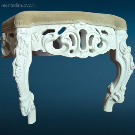 sgabello imbottito elegante, arredo shabby chic, sgabello da camera, seduta da appoggio, sgabello in legno laccato, arredo provenzale, sgabello romantico vintage,