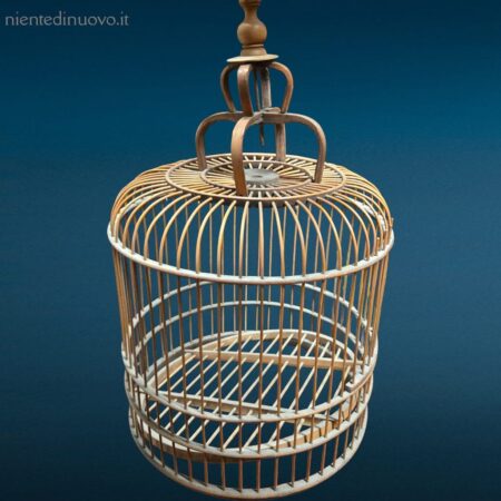 Gabbietta decorativa in legno naturale con sportello apribile