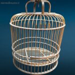 Gabbietta decorativa in legno naturale con sportello apribile
