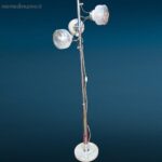 lampada vintage anni 70 in acciaio con tre diffusori in vetro soffiato originale funzionante