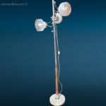 lampada vintage anni 70 in acciaio con tre diffusori in vetro soffiato originale funzionante