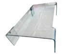 Tavolino design in vetro curvato trasparente anni '90 in ottime condizioni