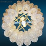 Lampadario a tubi vintage anni 60 completo in vetro chiaro a tre piani attribuibile a Toni Zuccheri