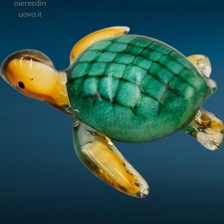 Scultura in vetro raffigurante tartaruga marina artigianale