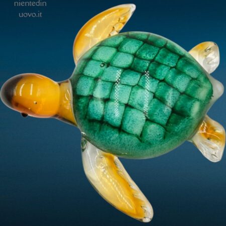 Scultura in vetro raffigurante tartaruga marina artigianale