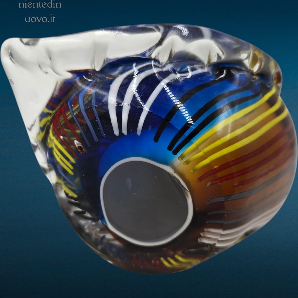 04524_5.jpg Scultura artigianale di gufo in vetro colorato con striature decorative