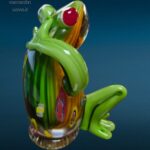 04525_2.jpg Scultura artigianale di rana in vetro verde colorato