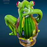04525_3.jpg Scultura artigianale di rana in vetro verde colorato