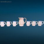 Brocca con 6 caraffe in terracotta smaltata blu artigianali