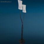 Lampada da terra design anni '80 con diffusori in vetro satinato