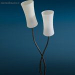 Lampada da terra design anni '80 con diffusori in vetro satinato
