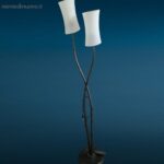 Lampada da terra design anni '80 con diffusori in vetro satinato
