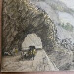 Vecchio quadretto miniatura acquaforte con cornice antica in legno e dettagli incisi con precisione