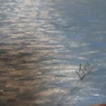 Vecchio disegno a pastello firmato L.Tosi con cornice antica e riflessi sul mare