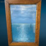 Vecchio disegno a pastello firmato L.Tosi con cornice antica e riflessi sul mare