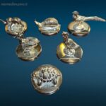 Set di sei segnaposto Gucci argentati con portabiglietto e scatola originale