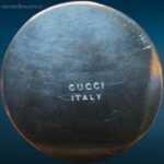 Set di sei segnaposto Gucci argentati con portabiglietto e scatola originale