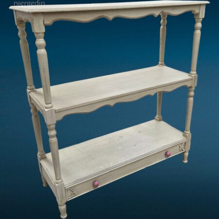 Scaffale étagère in stile provenzale con cassetto e ripiani aperti