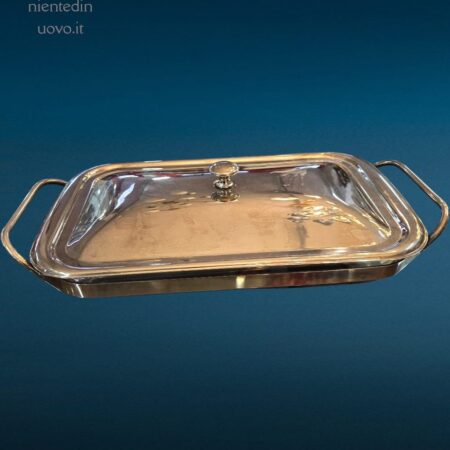 pirofila con struttura in silver plated moderna con coperchio