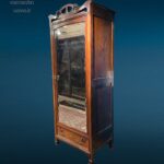 armadio liberty 1 anta a specchio in legno di mogano con cassetto decorato