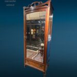 armadio liberty 1 anta a specchio in legno di mogano con cassetto decorato