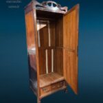 armadio liberty 1 anta a specchio in legno di mogano con cassetto decorato