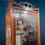 armadio liberty 1 anta a specchio in legno di mogano con cassetto decorato