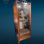 armadio liberty 1 anta a specchio in legno di mogano con cassetto decorato