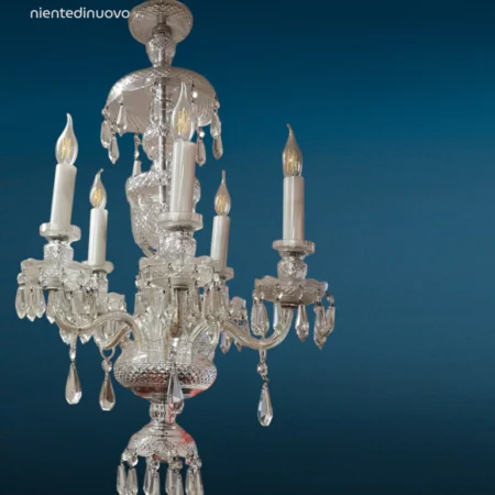 Lampadario barocco in cristallo a 5 luci elegante e trasparente