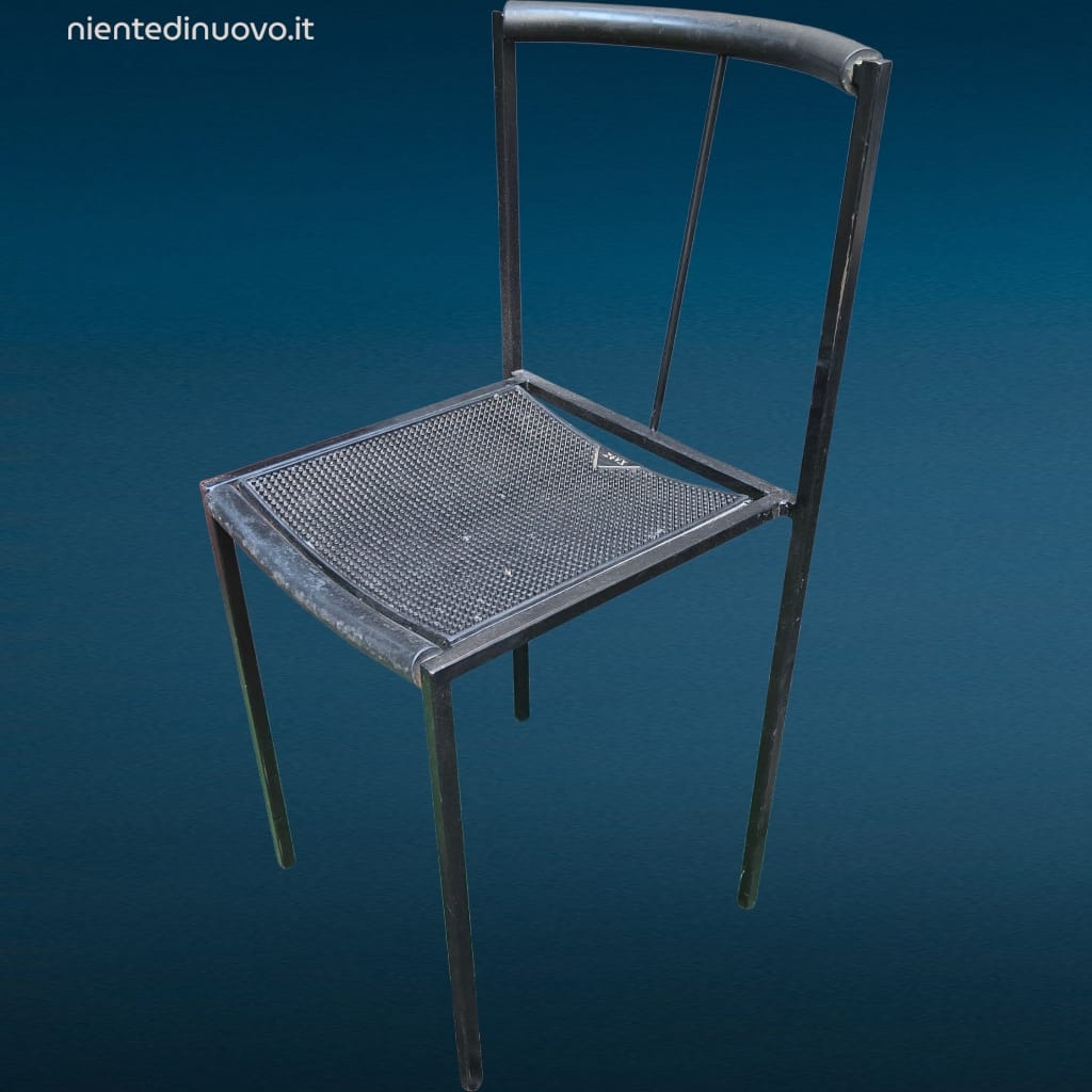 41485.jpg sedia Peregalli Zeus Millepunte in metallo nero design anni '90