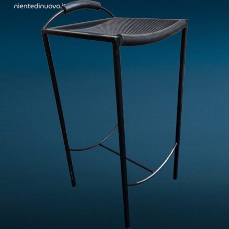 sgabello Peregalli Zeus Millepunte in metallo nero design anni '90